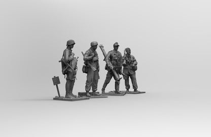 1/35 - 1/16 4pcs 3D Print Model Kit German Soldiers Infantry WW2 Unpainted