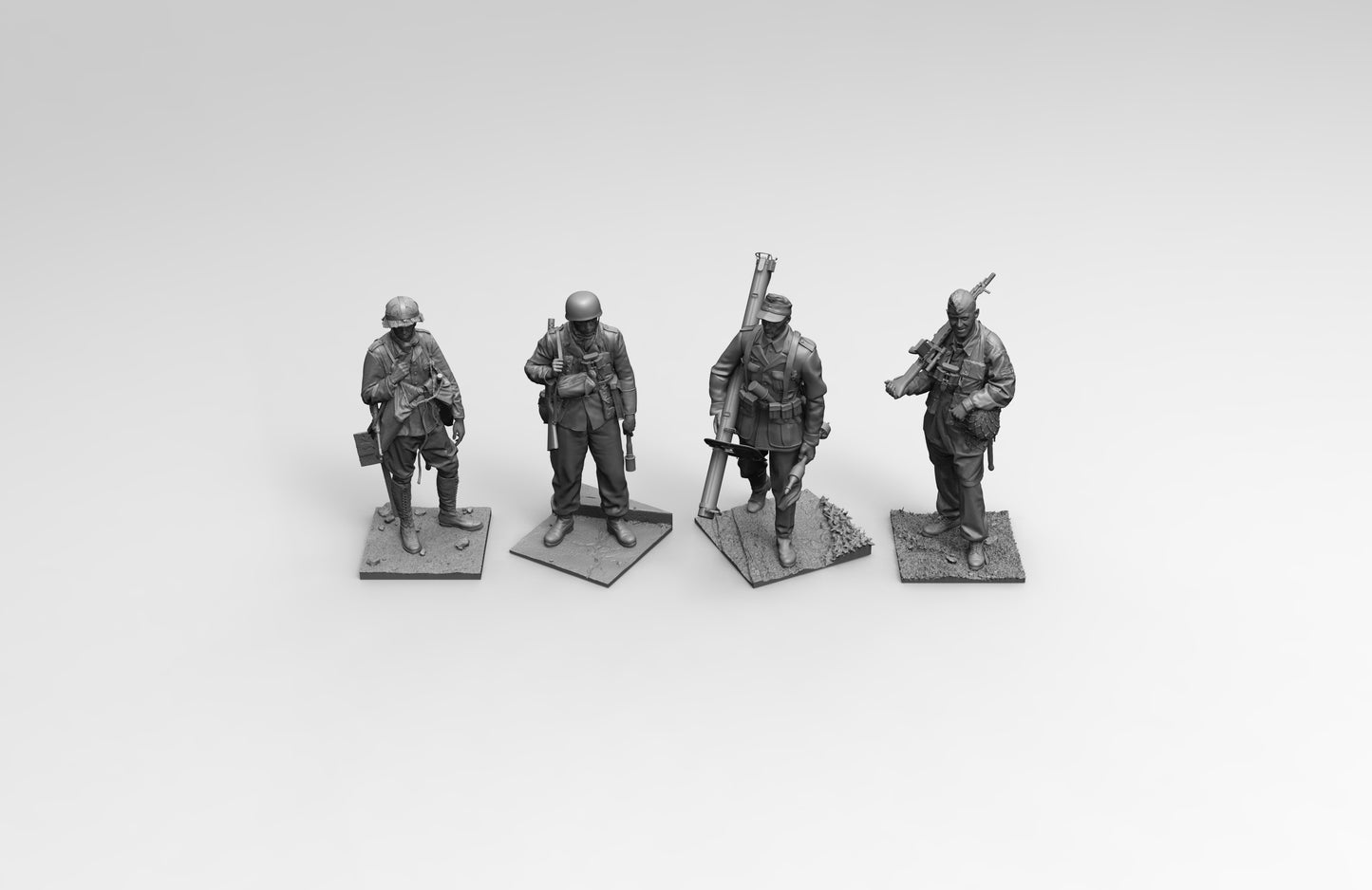 1/35 - 1/16 4pcs 3D Print Model Kit German Soldiers Infantry WW2 Unpainted