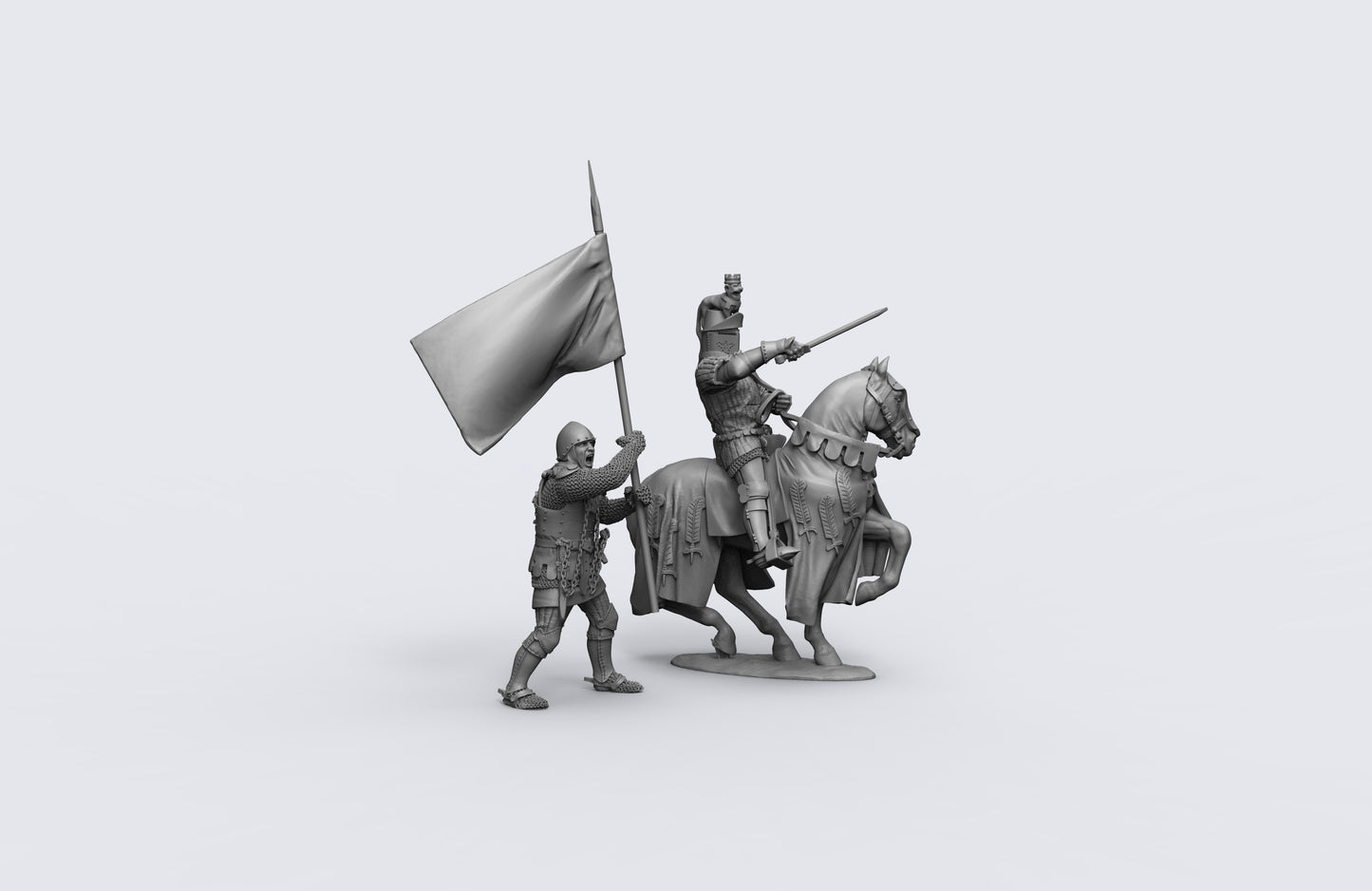 1/35 - 1/16 2pcs 3D Print Model Kit European Medieval Knights Horseman Unpainted