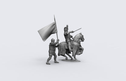1/35 - 1/16 2pcs 3D Print Model Kit European Medieval Knights Horseman Unpainted