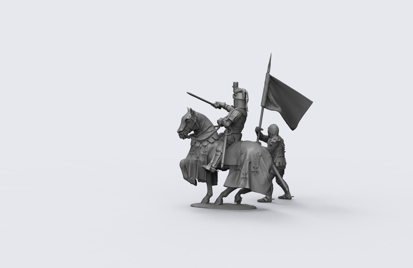 1/35 - 1/16 2pcs 3D Print Model Kit European Medieval Knights Horseman Unpainted