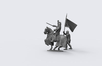 1/35 - 1/16 2pcs 3D Print Model Kit European Medieval Knights Horseman Unpainted