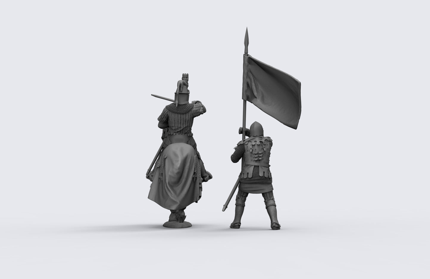 1/35 - 1/16 2pcs 3D Print Model Kit European Medieval Knights Horseman Unpainted