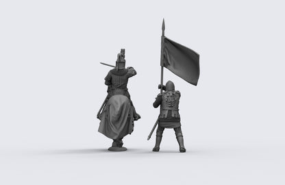 1/35 - 1/16 2pcs 3D Print Model Kit European Medieval Knights Horseman Unpainted