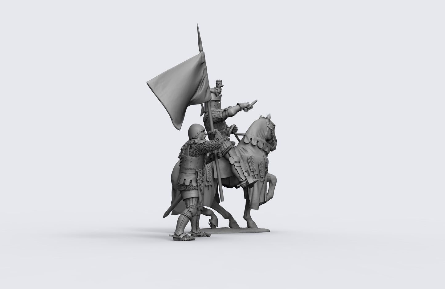 1/35 - 1/16 2pcs 3D Print Model Kit European Medieval Knights Horseman Unpainted