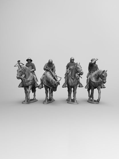 1/35 - 1/16 4pcs 3D Print Model Kit European Medieval Knights Crossbowmen Unpainted