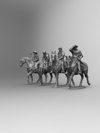 1/35 - 1/16 4pcs 3D Print Model Kit European Medieval Knights Crossbowmen Unpainted