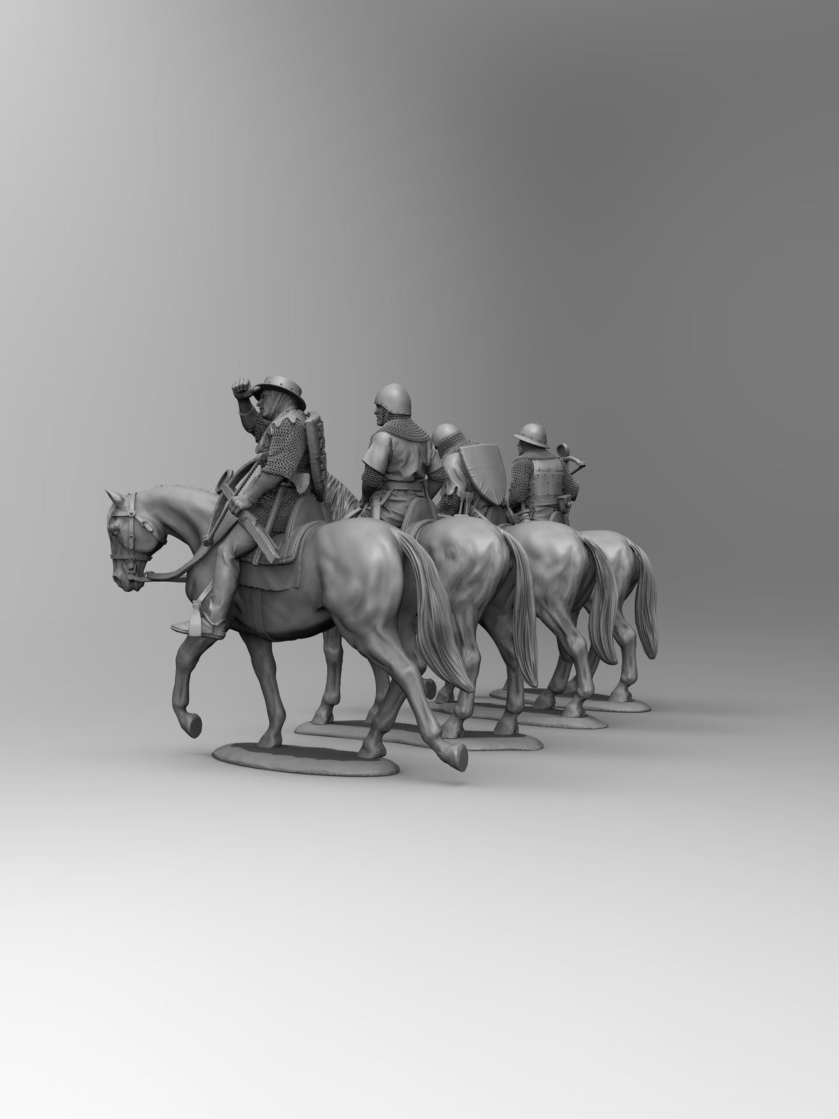 1/35 - 1/16 4pcs 3D Print Model Kit European Medieval Knights Crossbowmen Unpainted