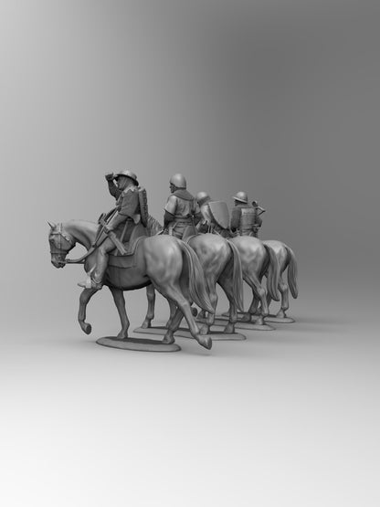 1/35 - 1/16 4pcs 3D Print Model Kit European Medieval Knights Crossbowmen Unpainted