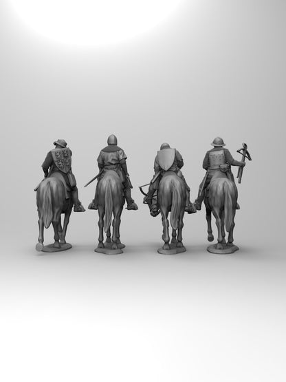 1/35 - 1/16 4pcs 3D Print Model Kit European Medieval Knights Crossbowmen Unpainted