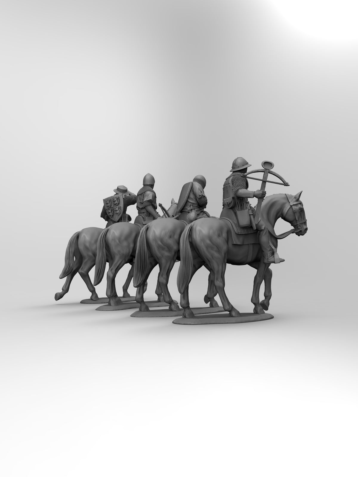 1/35 - 1/16 4pcs 3D Print Model Kit European Medieval Knights Crossbowmen Unpainted