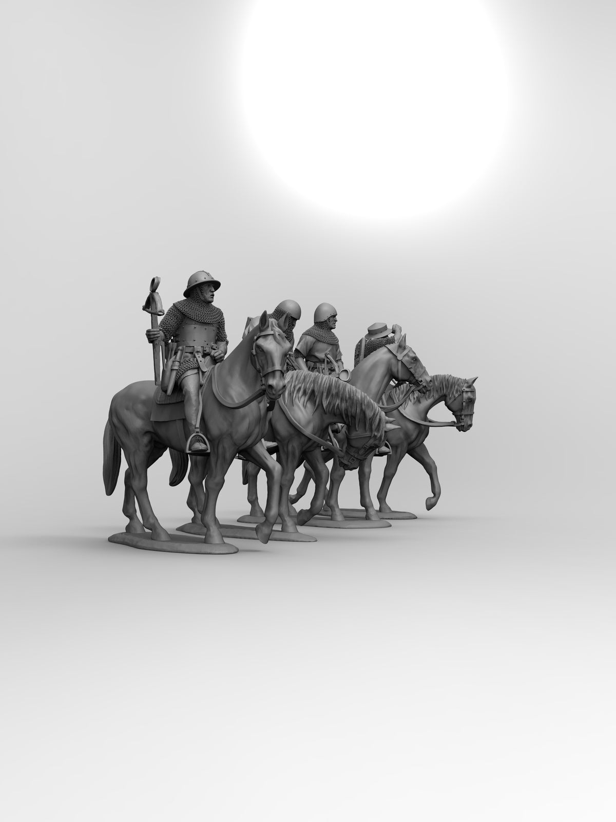 1/35 - 1/16 4pcs 3D Print Model Kit European Medieval Knights Crossbowmen Unpainted