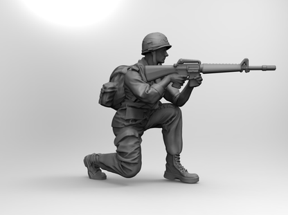 1/16 4pcs 3D Print Model Kit US Army Soldiers Vietnam War Unpainted