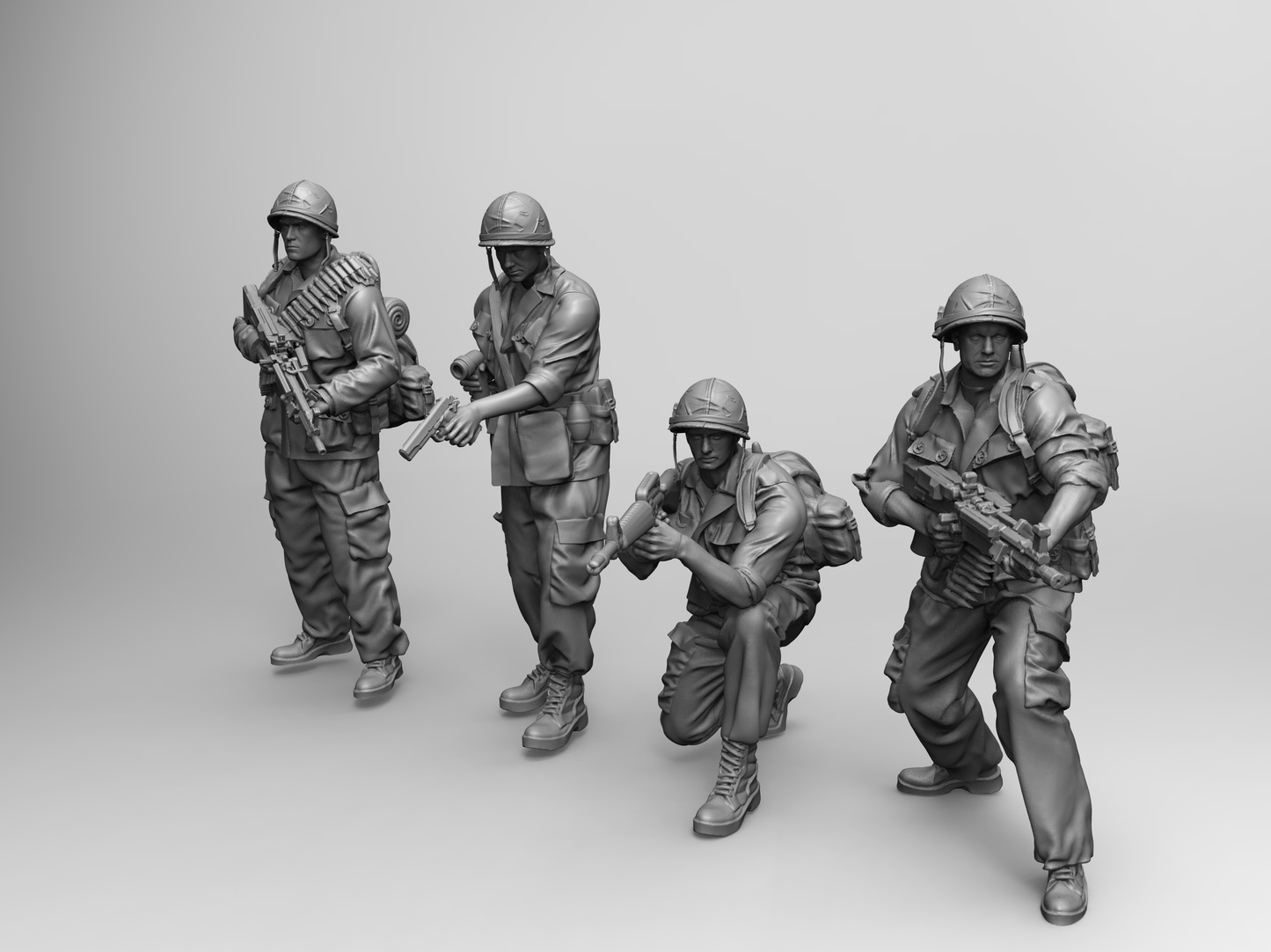 1/16 4pcs 3D Print Model Kit US Army Soldiers Vietnam War Unpainted