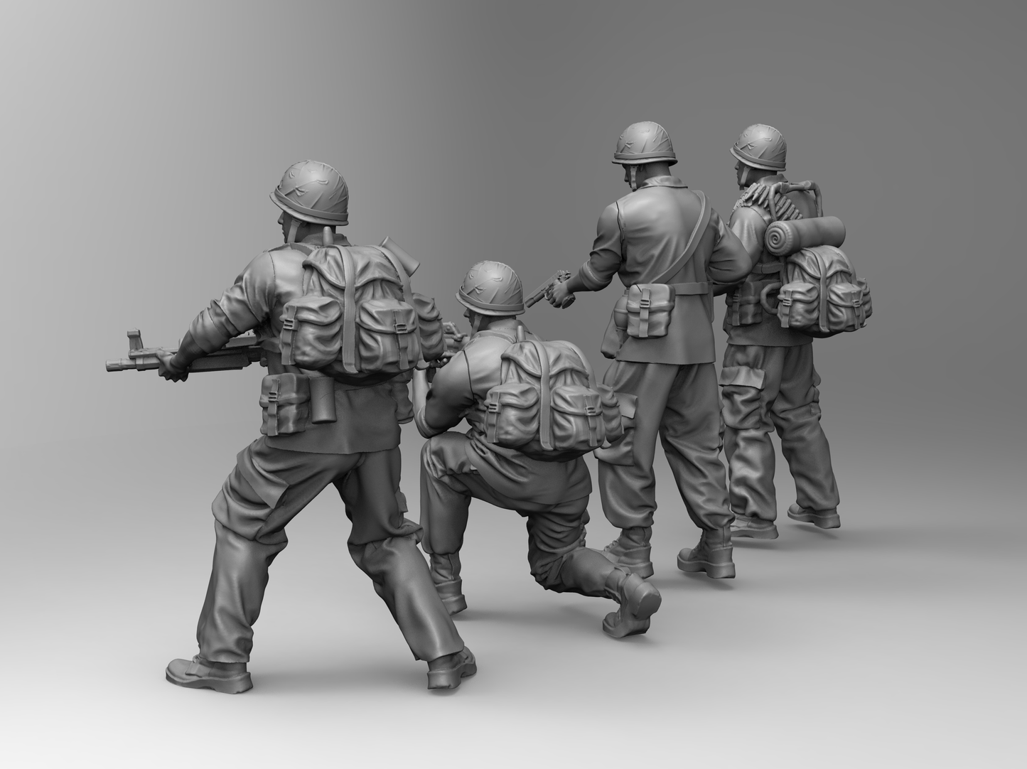 1/16 4pcs 3D Print Model Kit US Army Soldiers Vietnam War Unpainted