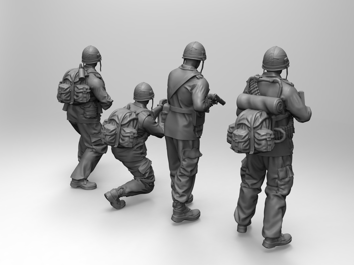 1/16 4pcs 3D Print Model Kit US Army Soldiers Vietnam War Unpainted
