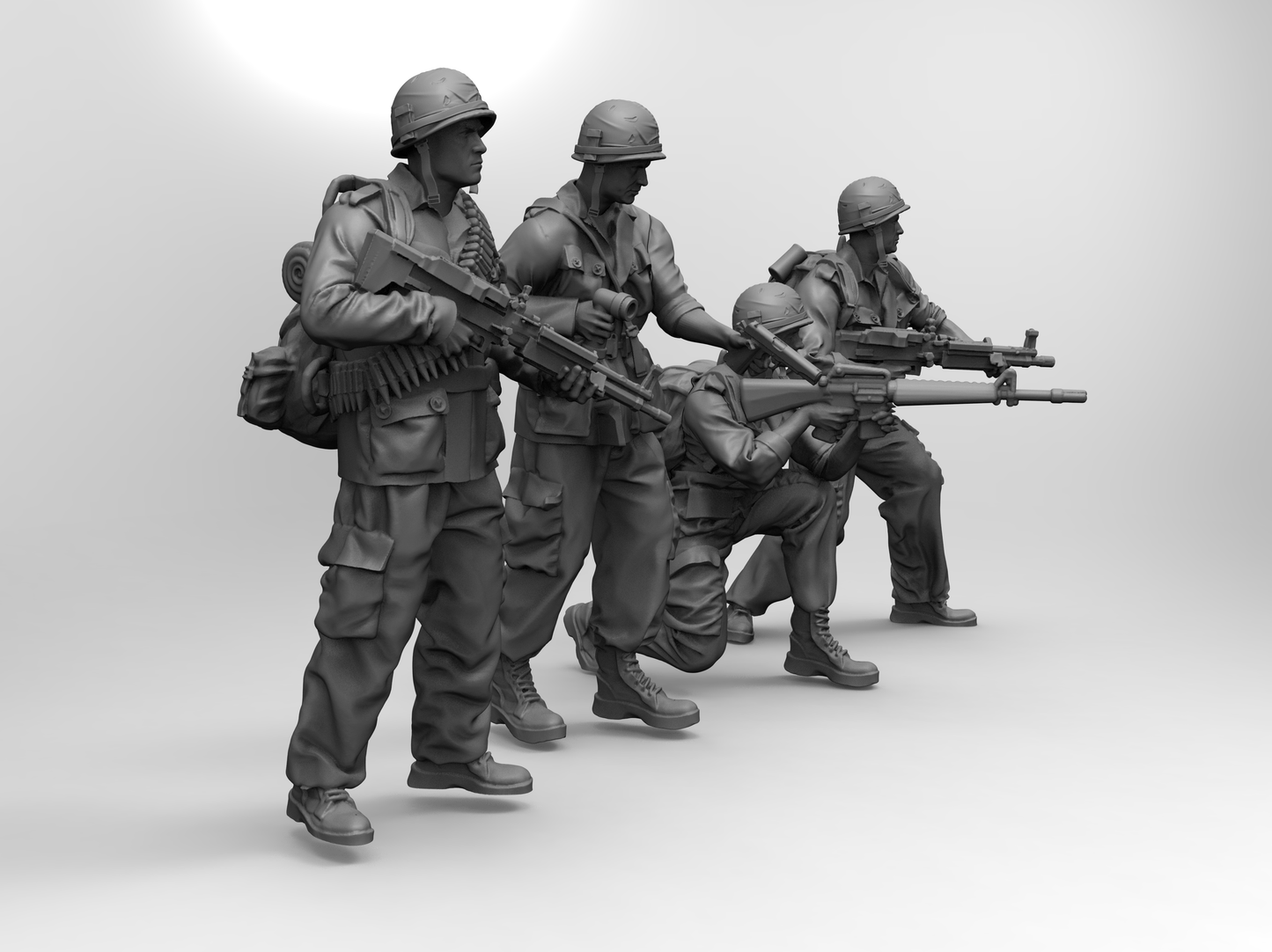1/16 4pcs 3D Print Model Kit US Army Soldiers Vietnam War Unpainted