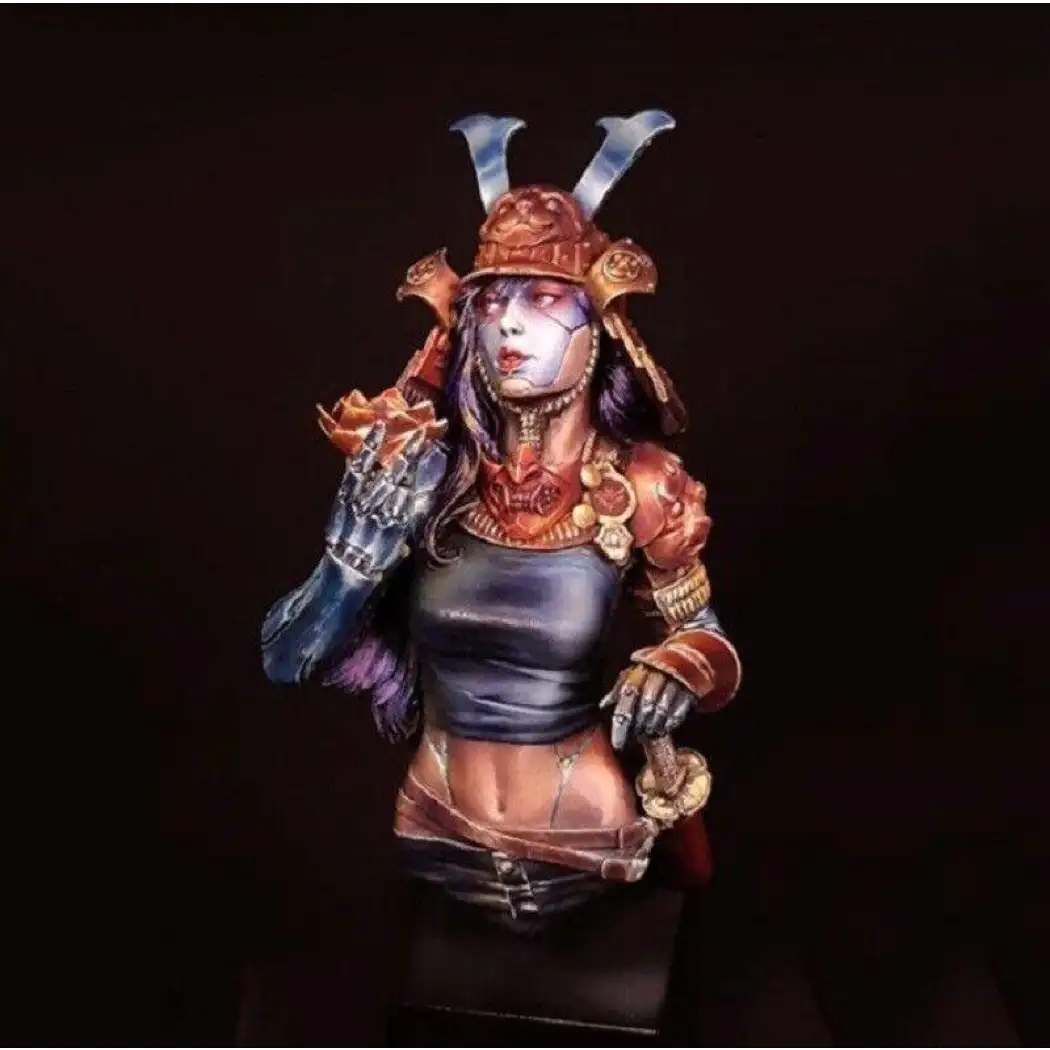 1/10 BUST Resin Cyberpunk Model Kit Beautiful Girl Samurai Unpainted - Model-Fan-Store