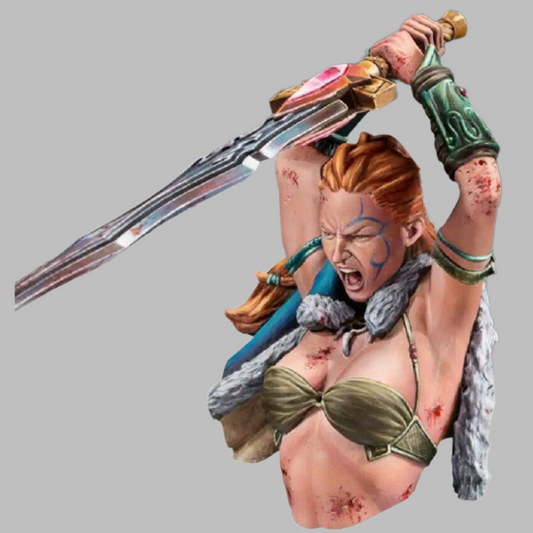 1/12 BUST Resin Model Kit Beautiful Girl Viking Barbarian Warrior Unpainted