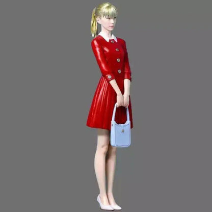 1/12 Resin Model Kit Beautiful Girl in Red Shopping Unasembled Unpainted A28 - Model-Fan-Store