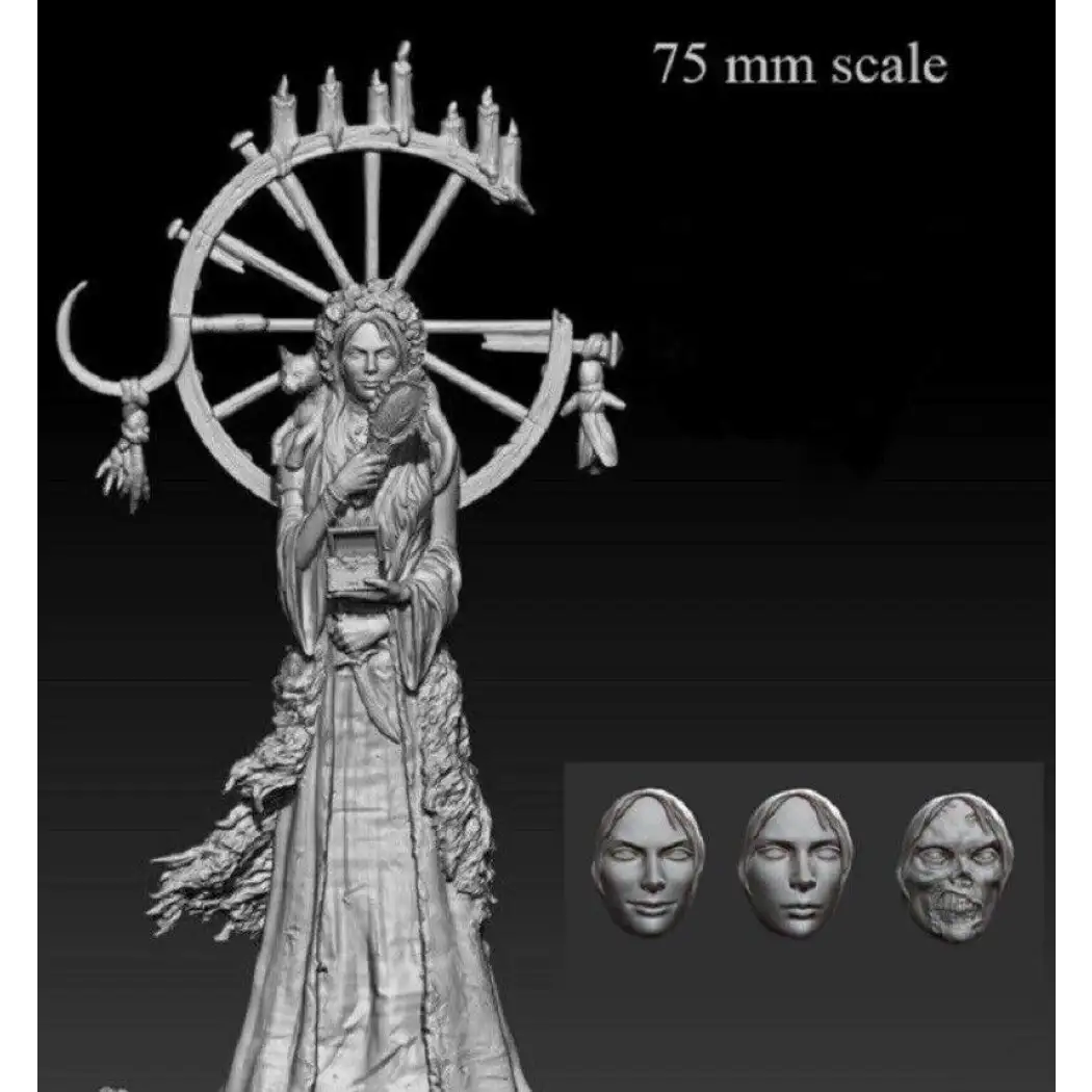 1/24 75mm Resin Model Kit Beautiful Girl Woman Witch Sorceress Unpainted - Model-Fan-Store