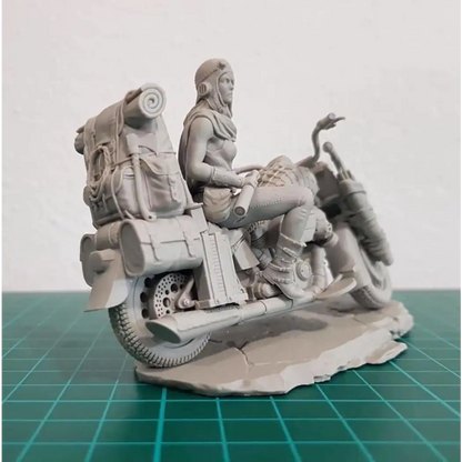 1/24 Resin Model Kit Beautiful Girl Motorcyclist Post-Apocalypse Unpainted - Model-Fan-Store