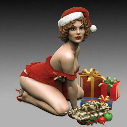 1/24 Resin Model Kit Beautiful Girl Woman Santa Christmas Unpainted - Model-Fan-Store
