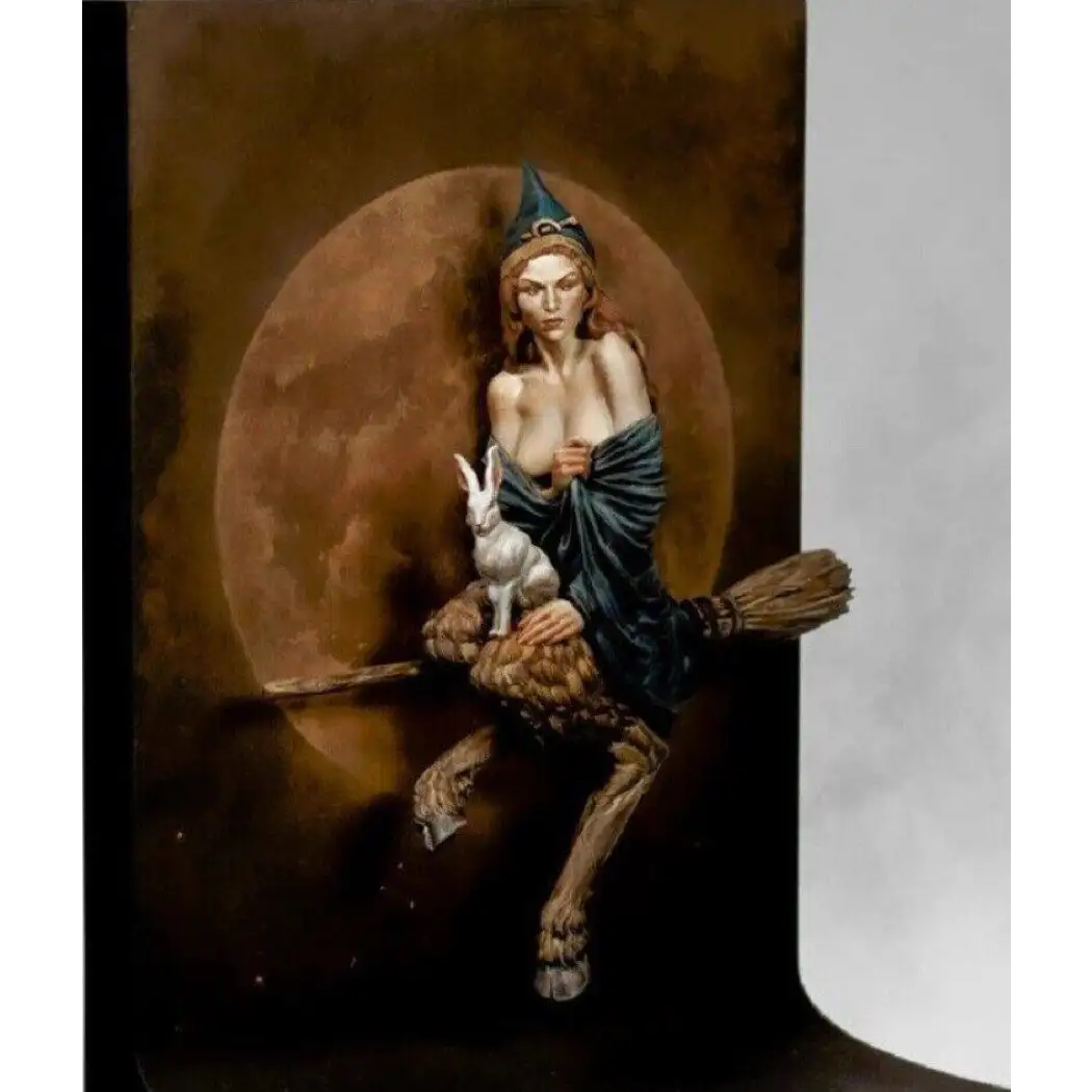 1/24 Resin Model Kit Beautiful Girl Woman Witch on a Broomstick Unpainted - Model-Fan-Store