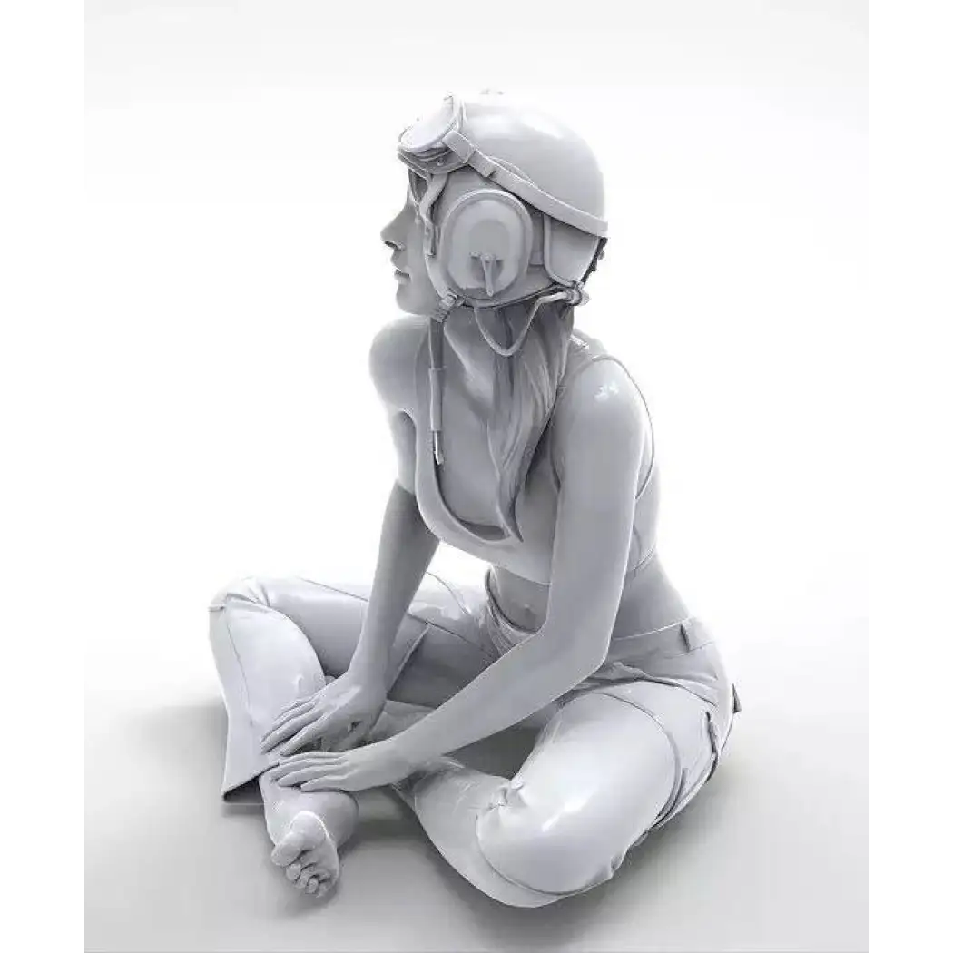1/24 Resin Model Kit Model Beautiful Girl in the Pilot's Helmet Unpainted B2 - Model-Fan-Store