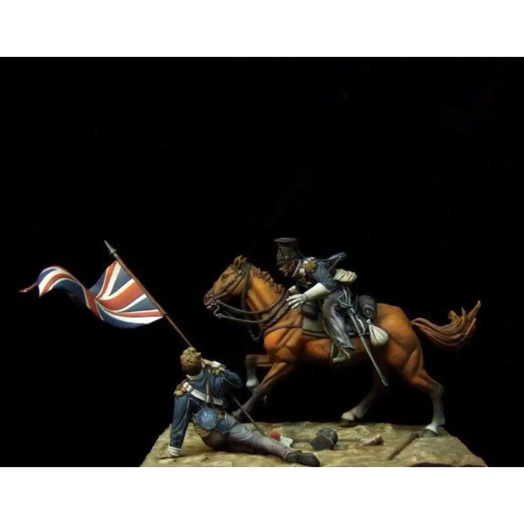 1/32 54mm Resin Model Kit French Cavalryman & Standard Bearer Napoleonic Wars Unpainted - Model-Fan-Store