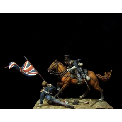 1/32 54mm Resin Model Kit French Cavalryman & Standard Bearer Napoleonic Wars Unpainted - Model-Fan-Store