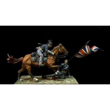 1/32 54mm Resin Model Kit French Cavalryman & Standard Bearer Napoleonic Wars Unpainted - Model-Fan-Store