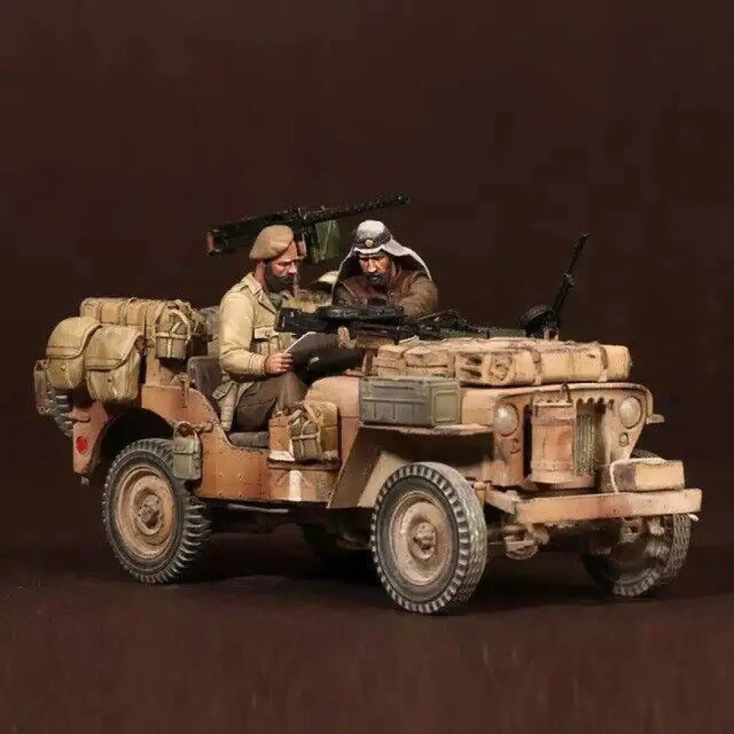 1/35 2pcs Resin Model Kit British Soldiers Desert Patrol no car WW2 Unpainted - Model-Fan-Store