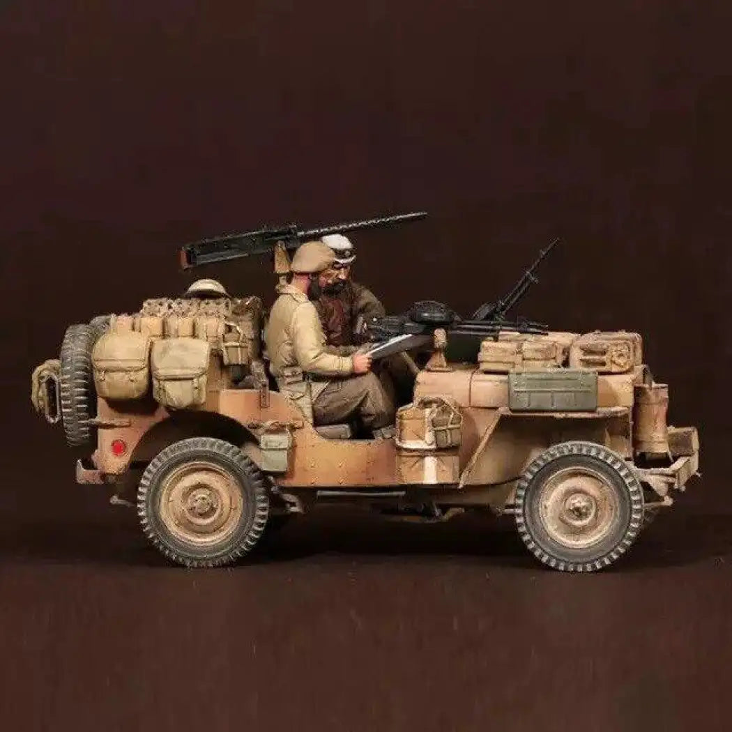 1/35 2pcs Resin Model Kit British Soldiers Desert Patrol no car WW2 Unpainted - Model-Fan-Store