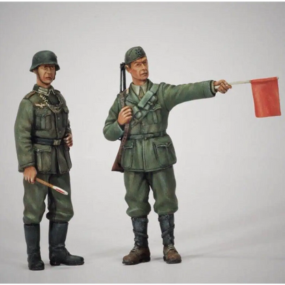 1/35 2pcs Resin Model Kit German Soldier & Italian Soldier Checkpoint WW2 Unpainted - Model-Fan-Store