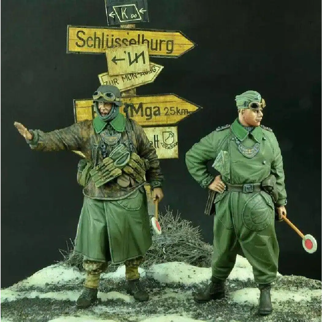 1/35 2pcs Resin Model Kit German Soldiers Checkpoint WW2 Unpainted - Model-Fan-Store