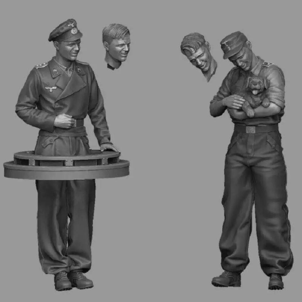 1/35 2pcs Resin Model Kit German Soldiers Tank Crew WW2 Unpainted - Model-Fan-Store