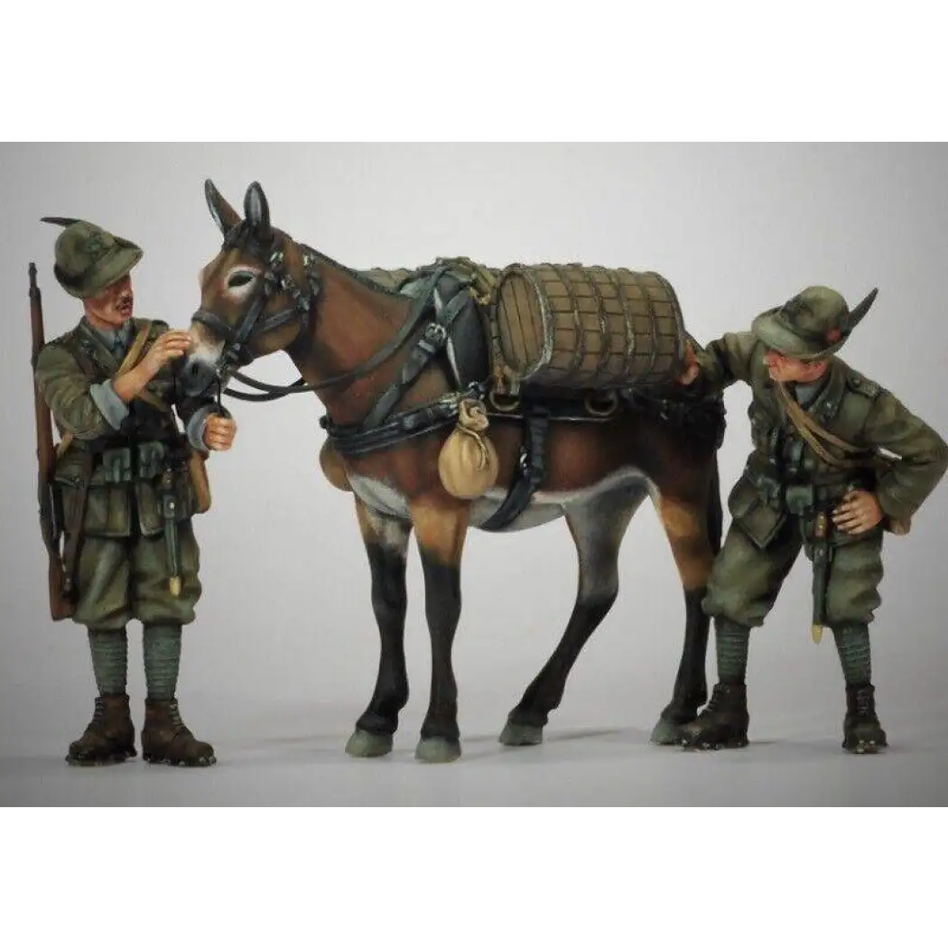 1/35 2pcs Resin Model Kit Italian Soldiers with Mule WW2 Unpainted - Model-Fan-Store