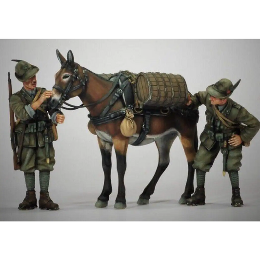 1/35 2pcs Resin Model Kit Italian Soldiers with Mule WW2 Unpainted - Model-Fan-Store