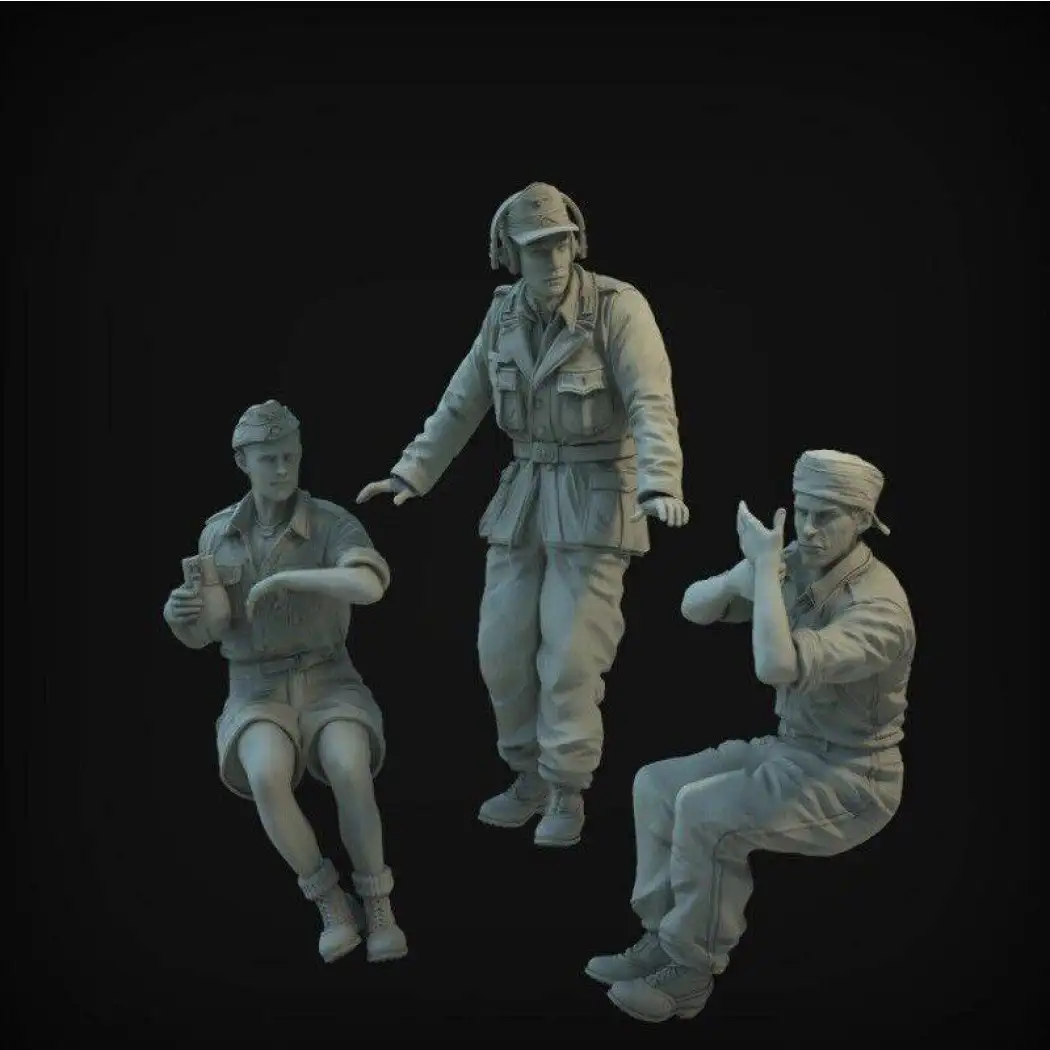 1/35 3pcs Resin Model Kit German Soldiers Tank Crew WW2 Unpainted - Model-Fan-Store