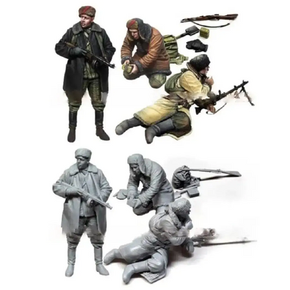 1/35 3pcs Resin Model Kit Soviet Soldiers Partisans WW2 Unpainted