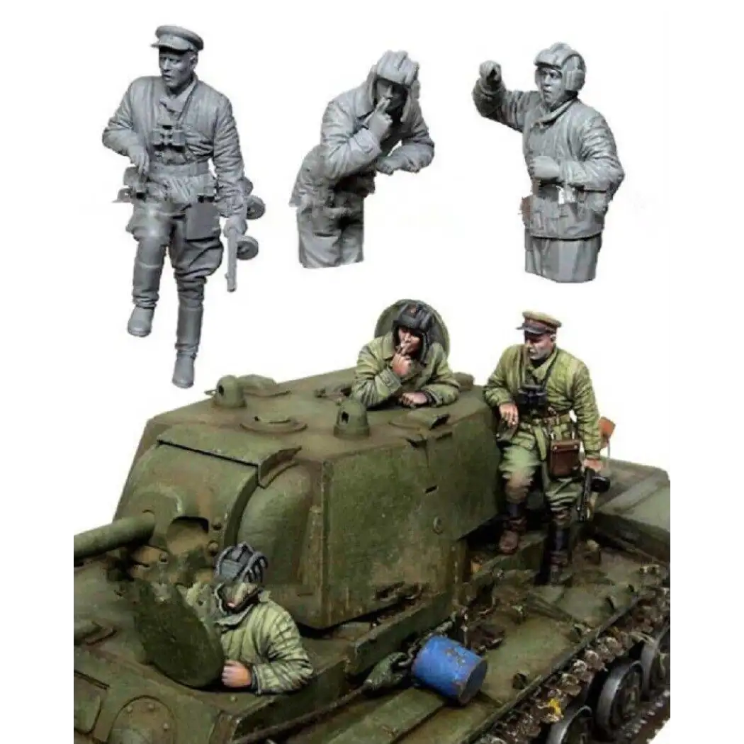 1/35 3pcs Resin Model Kit Soviet Soldiers Tank Crew WW2 no tank Unpainted - Model-Fan-Store