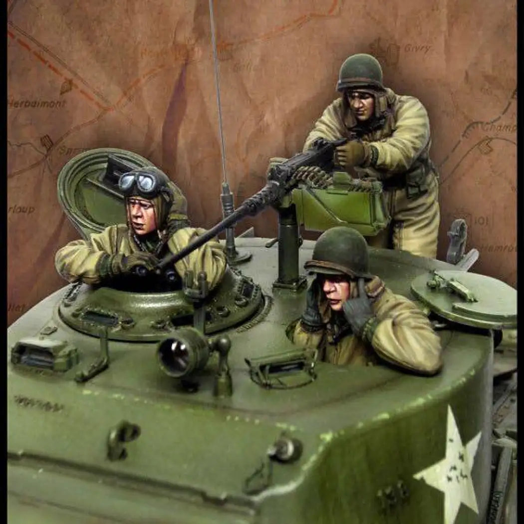 1/35 3pcs Resin Model Kit US Army M4 Sherman Tank Crew no tank WW2 Unpainted - Model-Fan-Store