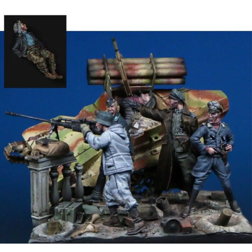 1/35 4pcs Resin Model Kit German Soldiers Artillery with base WW2 Unpainted - Model-Fan-Store