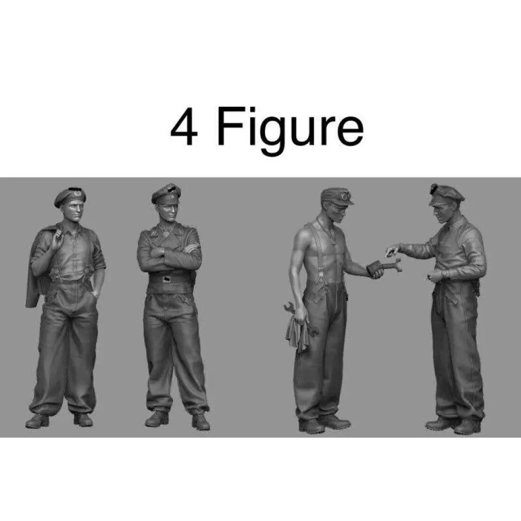 1/35 4pcs Resin Model Kit German Soldiers Tank Crew WW2 Unpainted - Model-Fan-Store