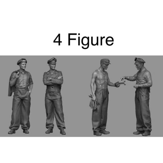 1/35 4pcs Resin Model Kit German Soldiers Tank Crew WW2 Unpainted - Model-Fan-Store