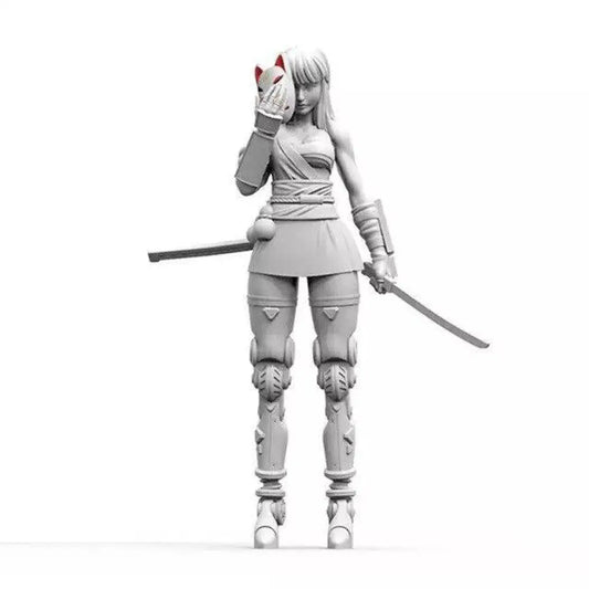 1/35 Resin Cyberpunk Model Kit Asian Beautiful Girl Droid Samurai Unpainted B1 - Model-Fan-Store