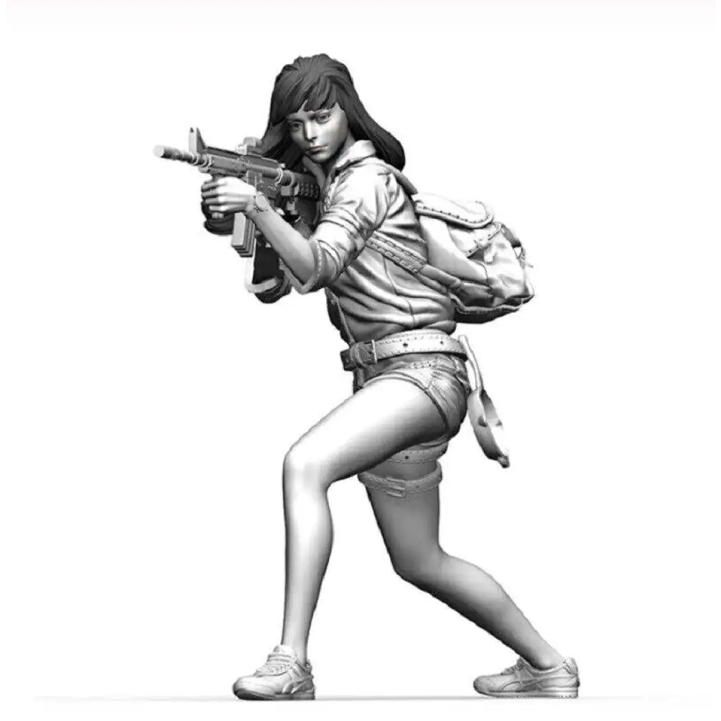 1/35 Resin Model Kit Beautiful Girl Woman Shooter Soldier Unpainted ...