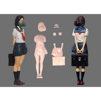 1/35 Resin Model Kit Modern Asian Girl in a Gas Mask Schoolgirl Unpainted - Model-Fan-Store