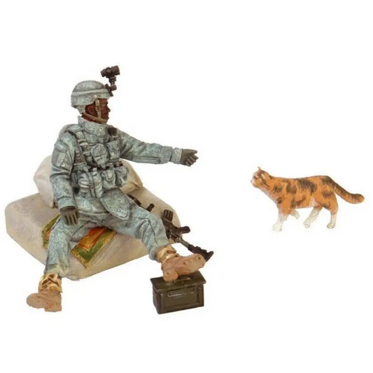 1/35 Resin Model Kit Modern US Army Soldier with Cat Unpaintet - Model-Fan-Store